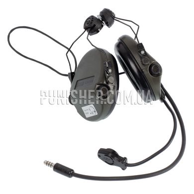 MSA Sordin Supreme Headset with adaptor on helmet rails (Used), Olive, With adapters