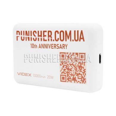 Videx & Punisher VPB-331 10000mAh Power Bank with Wireless Charging, White
