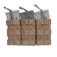 Emerson Modular Triple Open Top Magazine Pouch, Coyote Brown, Molle, AR15, M4, M16, HK416, For plate carrier, .223, 5.56, Cordura 500D