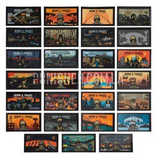 PSDinfo &ldquo;Work and Travel&rdquo; Sticker pack, Orange/Black, Stickers