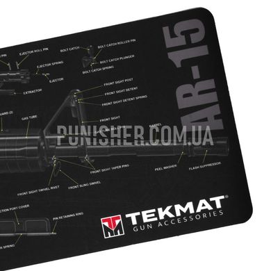 Коврик для чистки оружия TekMat 30 см х 91 см с чертежом AR-15 3D, Черный, Коврик