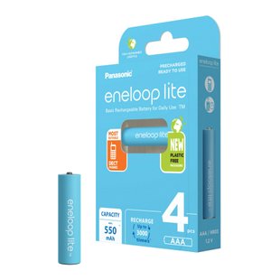 Аккумулятор Panasonic Eneloop Lite AAA 550 mAh 4шт, Голубой, AAA