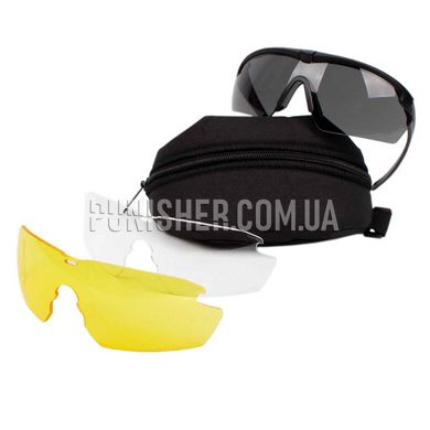 Комплект балістичних окулярів ESS Crosshair 3LS Kit, Чорний, Прозорий, Димчастий, Жовтий, Окуляри
