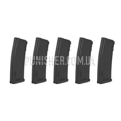 Комплект 5 страйкбольных магазинов Specna Arms S-Mag Mid-Cap на 125 шаров, Черный, Механический, M4/M16/AR-15/SCAR-L, Пластик