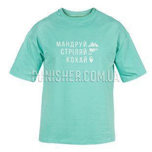 Футболка PSDInfo "Путешествуй, Стреляй, Люби" New School, Teal Blue, Medium