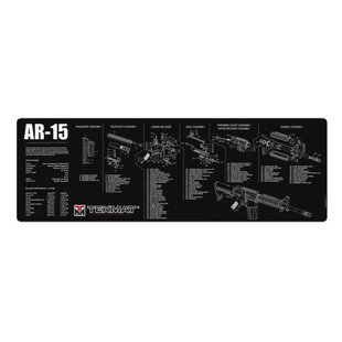 Коврик TekMat 30 см x 91 см с чертежом AR-15 для чистки оружия, Черный, Коврик