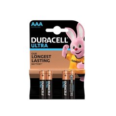 Батарейки Duracell Ultra Power AAA 1.5V LR03, 4 шт, Чорний, AAA