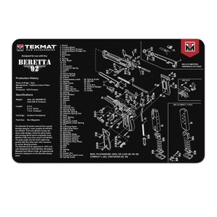 Килимок TekMat 28 x 43 см з кресленням Beretta 92 для чищення зброї, Чорний