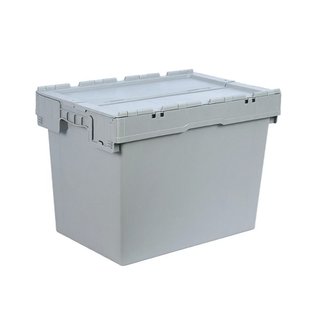 Plastic box with lid N6442 600x400x435 mm for storing equipment, Grey