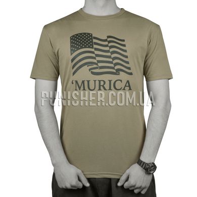 Rothco 'Murica US Flag T-Shirt, Coyote Brown, Small