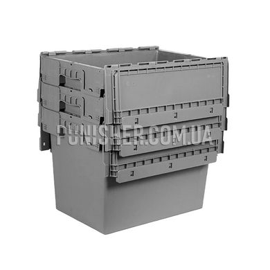 Plastic box with lid N6442 600x400x435 mm for storing equipment, Grey