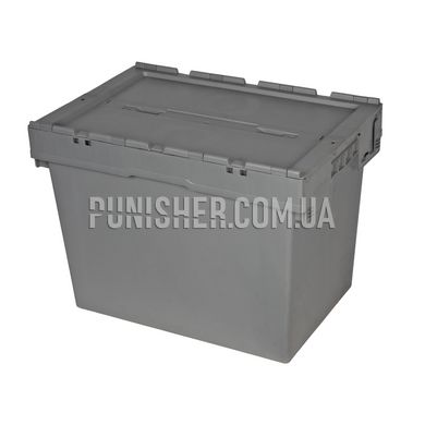 Plastic box with lid N6442 600x400x435 mm for storing equipment, Grey