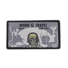 PSDinfo "Work and Travel Kyiv" embroidery Patch, Grey, Textile