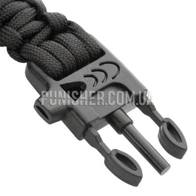 M-Tac Paracord Bracelet with Fire starting tool, Black, Small