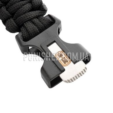 M-Tac Paracord Bracelet with Fire starting tool, Black, Small