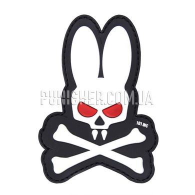 101 Inc Skull Bunny 3D PVC Patch, White, PVC