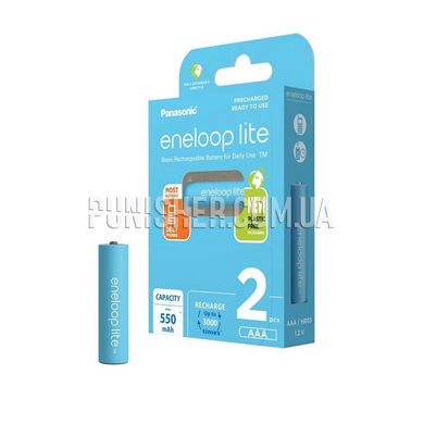 Panasonic Eneloop Lite AAA 550 mAh Battery 2pcs, Blue, AAA