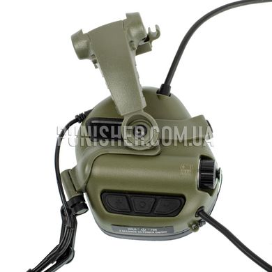 Активна гарнітура Earmor M32X Mark 3 MilPro з кріпленням на рейки шолому, Foliage Green, З наголів'єм, З адаптерами, 22, Single