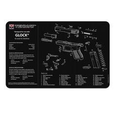 Коврик TekMat 28 x 43 см с чертежом Glock 42/43 для чистки оружия, Черный, Коврик