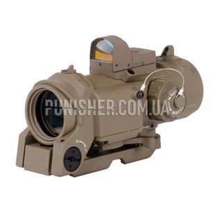 Theta Optics 4x32E Scope with Micro Red Dot Sight, Tan, Optical