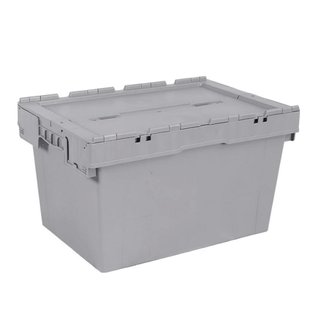 Plastic box with lid N6433 600x400x345 mm for storing equipment, Grey