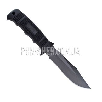 SOG Seal Pup M37N Knife with Nylon Sheath, Black, Knife, Fixed blade, Half-serreitor