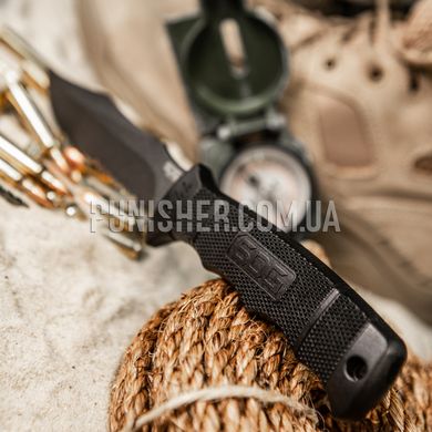 SOG Seal Pup M37N Knife with Nylon Sheath, Black, Knife, Fixed blade, Half-serreitor