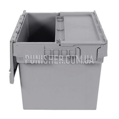 Plastic box with lid N6433 600x400x345 mm for storing equipment, Grey