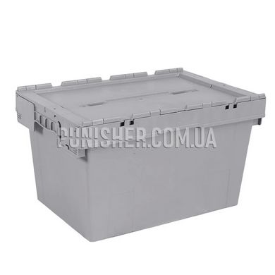 Plastic box with lid N6433 600x400x345 mm for storing equipment, Grey