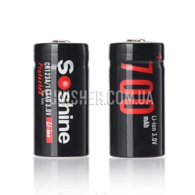 Soshine Li-ion 700 mAh CR 123 (16340) 3.0V Battery with protection, Black, 16340