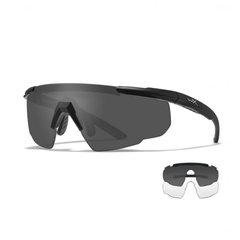 Комплект тактичних окулярів Wiley-X Saber Advanced 2 лінзи, Чорний, Прозорий, Димчастий, Окуляри
