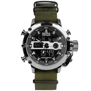 Besta Prof Green Watch, Green, Alarm, Date, Day of the week, Month, Backlight, Stopwatch, Tactical watch