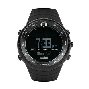 Годинник Suunto Core All Black, Чорний, Альтиметр, Барометр, Будильник, Глибиномір, Дата, Місяць, Рік, Календар, Час сходу/заходу, Другий часовий пояс, Компас, Тахіметр, Термометр, Штормове попередження, Тактичний годинник