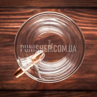 Gun and Fun beer glass with a lodged bullet .375, Clear, Посуда из стекла