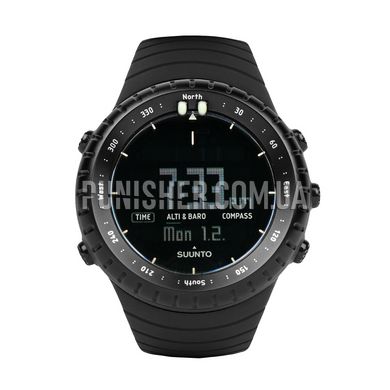 Suunto Core All Black Watch, Black, Altimeter, Barometer, Alarm, Depth gauge, Date, Month, Year, Calendar, Sunrise / sunset time, Second time zone, Compass, Tachymeter, Thermometer, Storm advance, Tactical watch