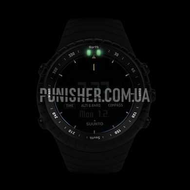 Suunto Core All Black Watch, Black, Altimeter, Barometer, Alarm, Depth gauge, Date, Month, Year, Calendar, Sunrise / sunset time, Second time zone, Compass, Tachymeter, Thermometer, Storm advance, Tactical watch