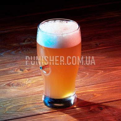 Gun and Fun beer glass with a lodged bullet 7.62, Clear, Посуда из стекла