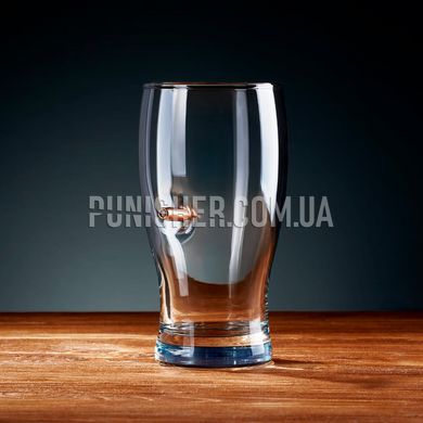 Gun and Fun beer glass with a lodged bullet 7.62, Clear, Посуда из стекла