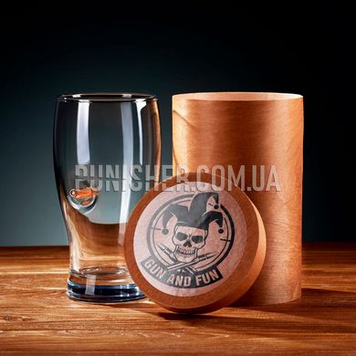 Gun and Fun beer glass with a lodged bullet 7.62, Clear, Посуда из стекла