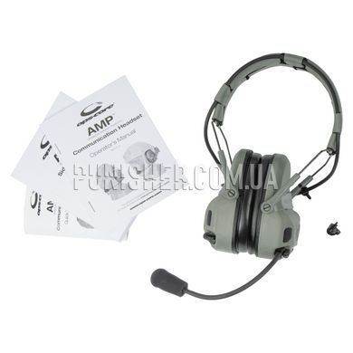 Ops-Core AMP Communication Headset, Connectorized NFMI, Foliage Green, 22