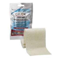 Celox First Aid Hemostatic Gauze Dressing 3 in x 5 ft (7,6 cm х 1,5 m), White, Hemostatic Gauze