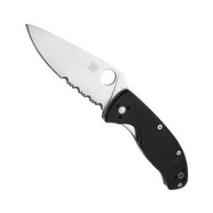Spyderco Tenacious G-10 semi-serrated C122GPS Knife, Black, Knife, Folding, Half-serreitor