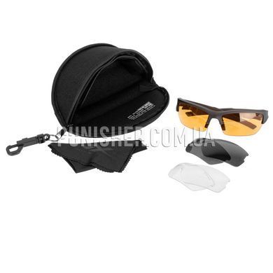 Wiley-X Valor Smoke/Clear/Light Rust Tactical Sunglasses, Black, Amber, Transparent, Smoky, Goggles