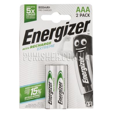 Акумулятор Energizer Recharge Extreme AAA 800 mAh 2 шт, Сірий, AAA