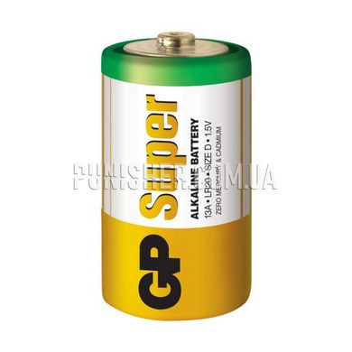 GP Super Alkaline D LR20 1.5 V Battery, White, LR20
