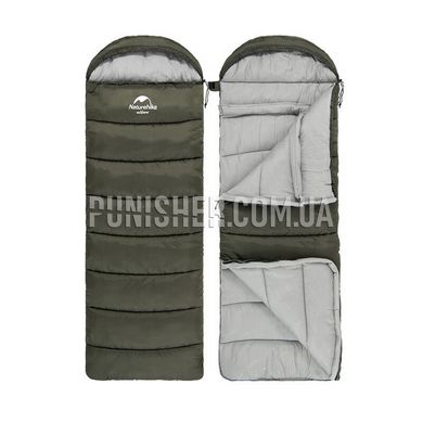 Спальник з капюшоном Naturehike U350 NH20MSD07, (1°C), лівий, Зелений, Спальний мішок