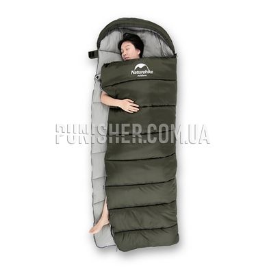 Спальник с капюшоном Naturehike U350 NH20MSD07, (1°C), левый, Зелёный, Спальный мешок