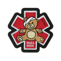 Нашивка M-Tac Paramedic Медвідь (вишивка), Чорний/Червоний, Медик, Cordura