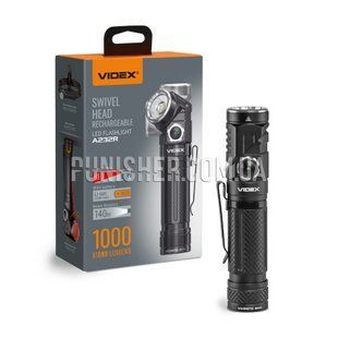 Videx A232R 1000Lm Portable LED Flashlight, Black, Headlamp, Flashlight, Accumulator, White, Red