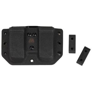 ATA Gear Double Pouch Ver.1 For Glock-17/22/47 Magazine, Black, 2, Belt loop, Glock, For belt, 9mm, .40, Kydex